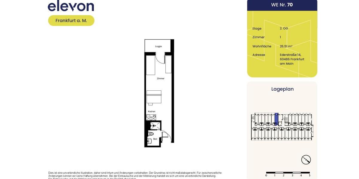 Etagenwohnung Frankfurt am Main Bockenheim - 1 Zimmer, 27 m&sup2;, 620&euro; | Angebot:25366284