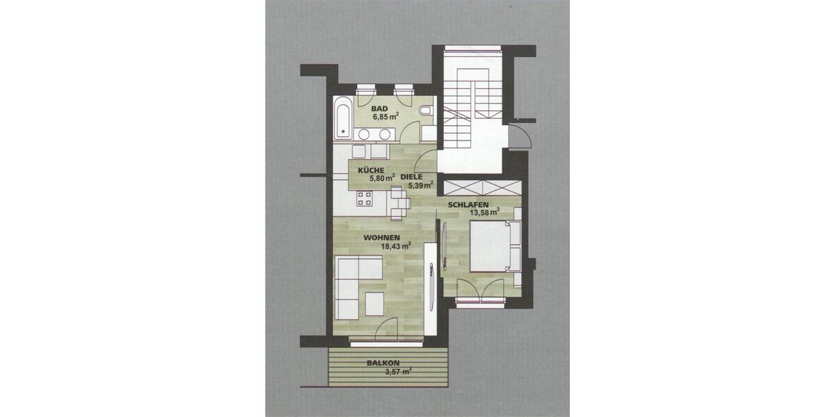 Etagenwohnung Bad Homburg vor der Höhe Gonzenheim - 2 Zimmer, 54 m&sup2;, 1.190&euro; | Angebot:25932488