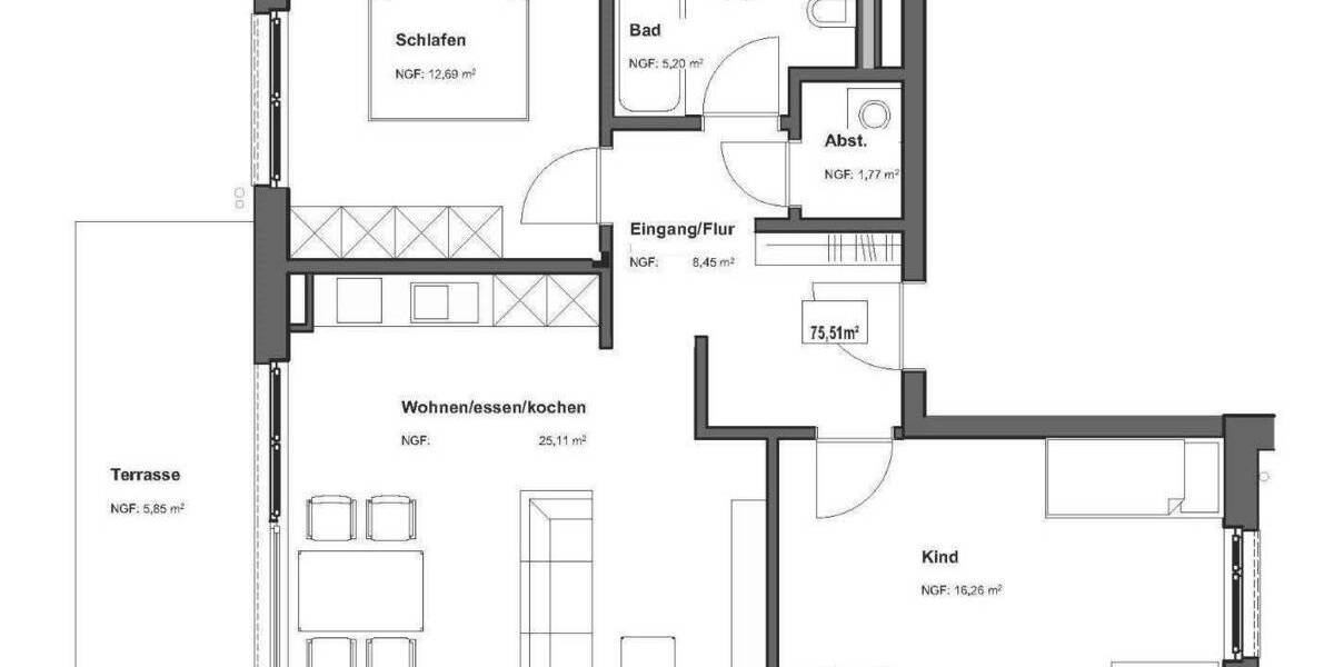 Etagenwohnung Offenbach am Main Bieberer Berg - 3 Zimmer, 86 m&sup2;, 465.696&euro; | Angebot:25682361