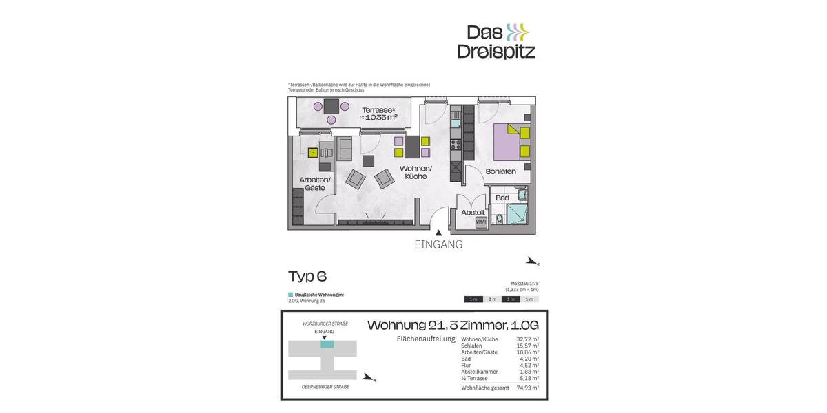 Etagenwohnung Stockstadt am Main - 3 Zimmer, 84 m&sup2;, 416.600&euro; | Angebot:25683655