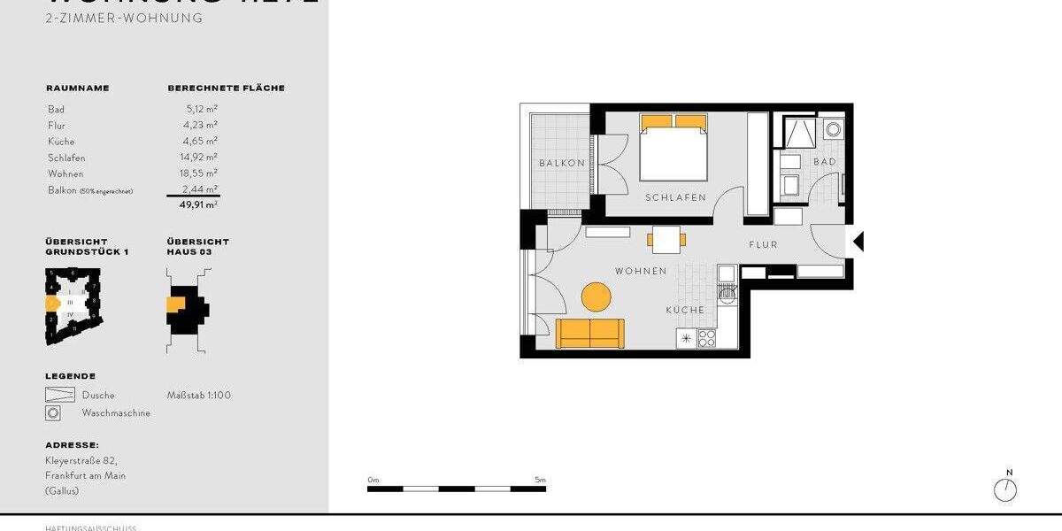 Etagenwohnung Frankfurt am Main Gallus - 2 Zimmer, 49 m&sup2;, 399.900&euro; | Angebot:25702316