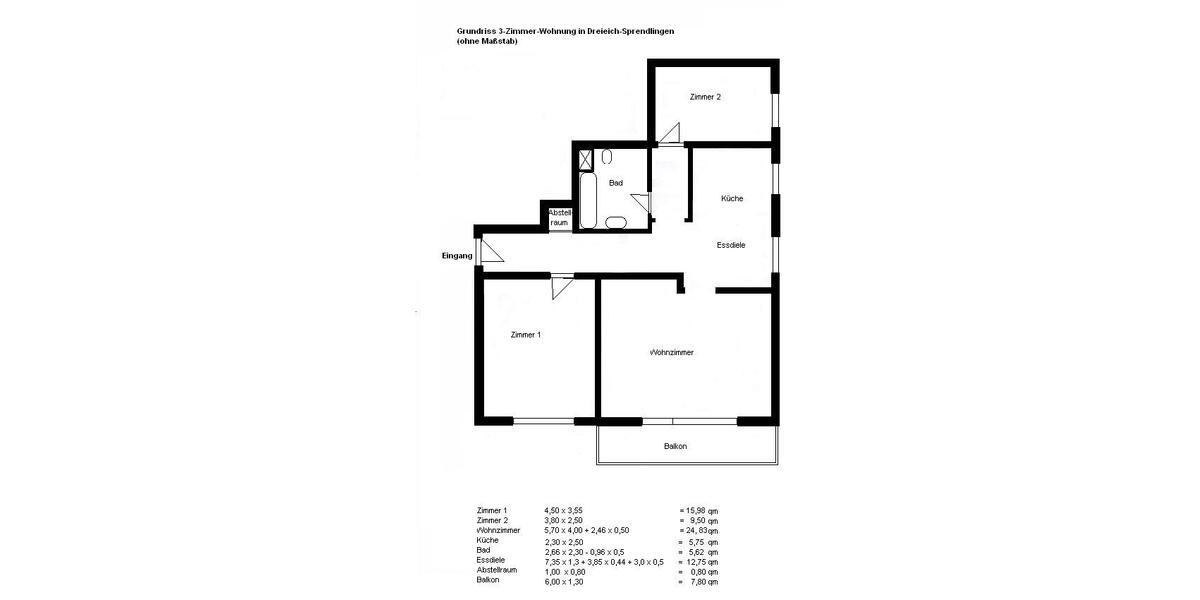 Etagenwohnung Dreieich - 3 Zimmer, 79 m&sup2;, 296.500&euro; | Angebot:26974449