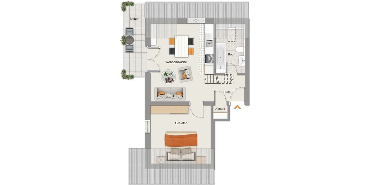 albero:) Charmante Maisonette-Dachgeschosswohnung mit großem Balkon - Maisonettenwohnung Seligenstadt | Angebot:26960123