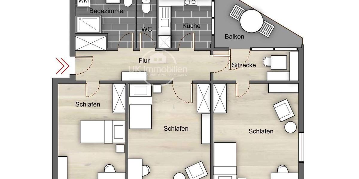 Etagenwohnung Frankfurt am Main Bergen-Enkheim - 3 Zimmer, 76 m&sup2;, 1.690&euro; | Angebot:24588255