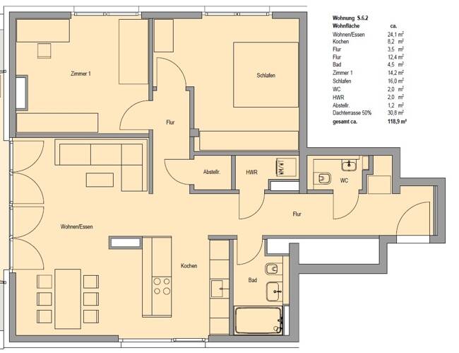 Etagenwohnung Frankfurt am Main Sachsenhausen - 3 Zimmer, 118 m&sup2;, 1.169.200&euro; | Angebot:25704330