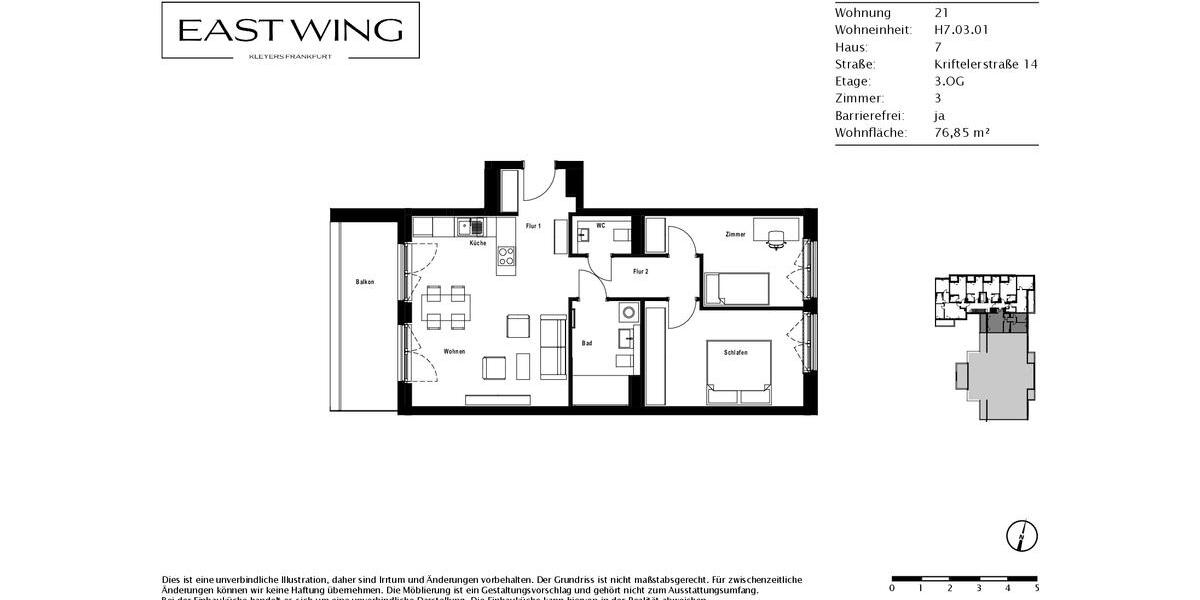 Etagenwohnung Frankfurt am Main Gallus - 3 Zimmer, 77 m&sup2;, 1.460&euro; | Angebot:25327578