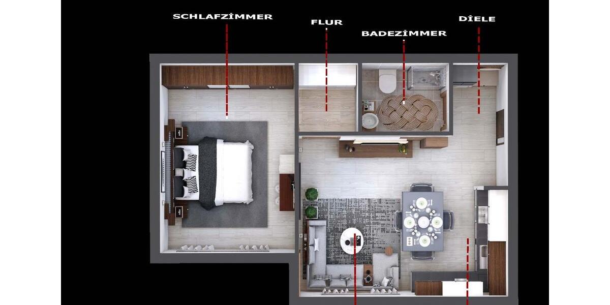 Etagenwohnung Frankfurt am Main Nied - 2 Zimmer, 52 m&sup2;, 900&euro; | Angebot:26047260