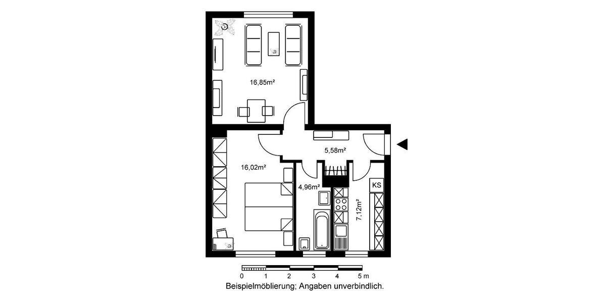 Etagenwohnung Frankfurt am Main Sossenheim - 2 Zimmer, 51 m&sup2;, 718&euro; | Angebot:25973726