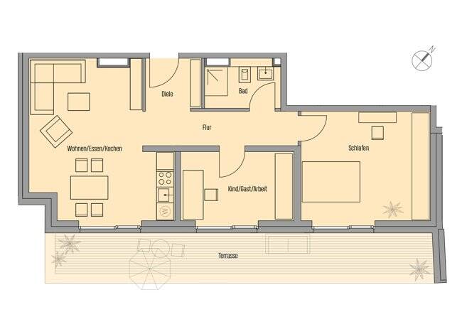 Etagenwohnung Frankfurt am Main Sachsenhausen - 3 Zimmer, 74 m&sup2;, 674.600&euro; | Angebot:25704305