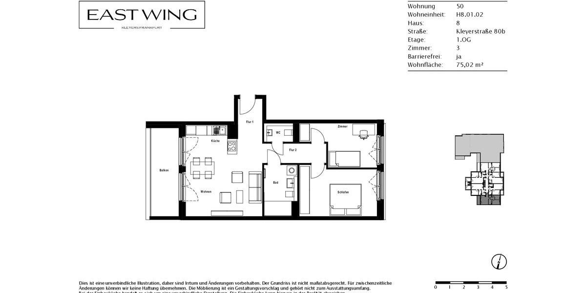 Etagenwohnung Frankfurt am Main Gallus - 3 Zimmer, 75 m&sup2;, 1.380&euro; | Angebot:25973727
