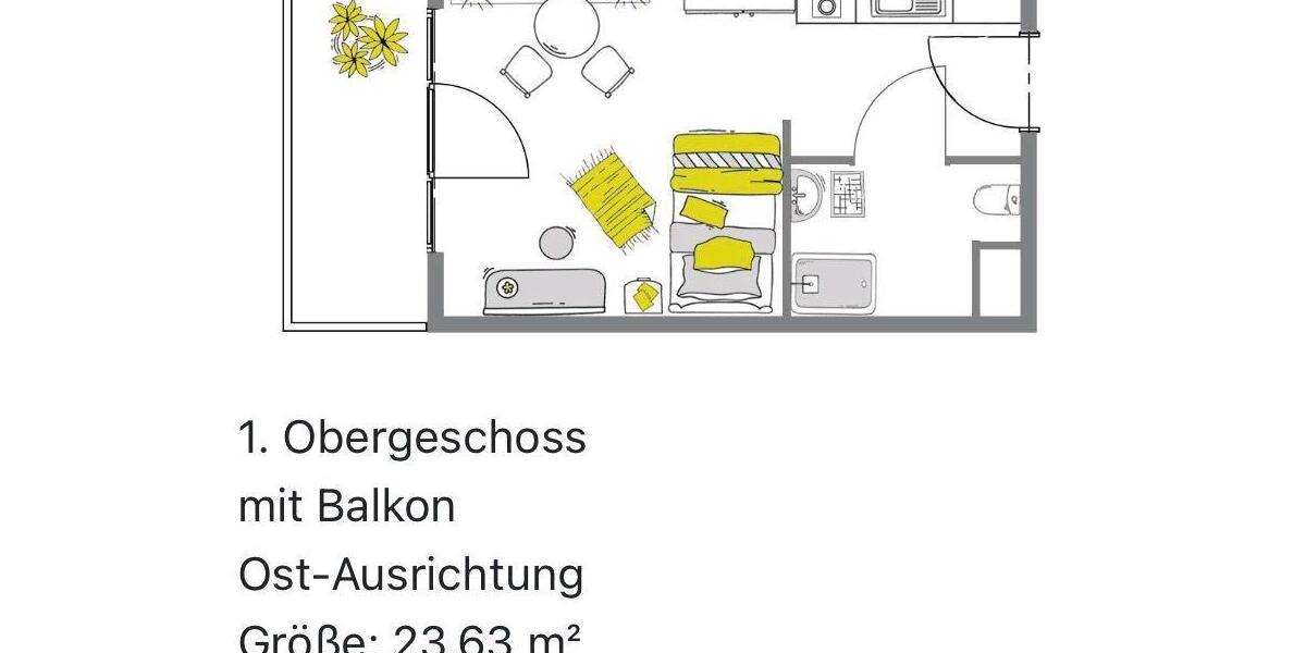 Etagenwohnung Haibach - 1 Zimmer, 27 m&sup2;, 742&euro; | Angebot:25790624