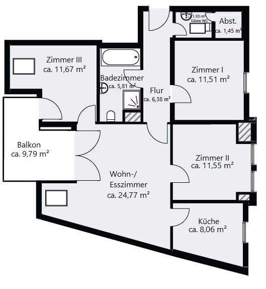 Etagenwohnung Frankfurt am Main Eckenheim - 4 Zimmer, 83 m&sup2;, 469.500&euro; | Angebot:25769239