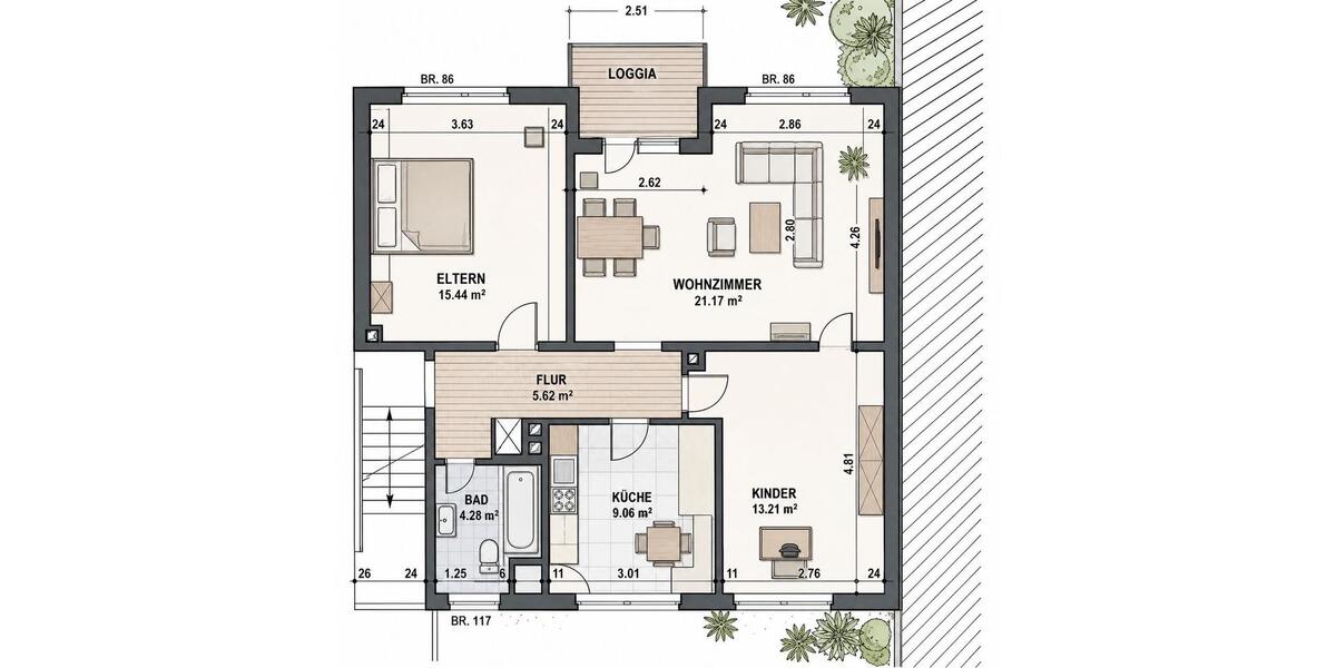 Etagenwohnung Hanau Groß-Steinheim - 3 Zimmer, 70 m&sup2;, 1.200&euro; | Angebot:26632485