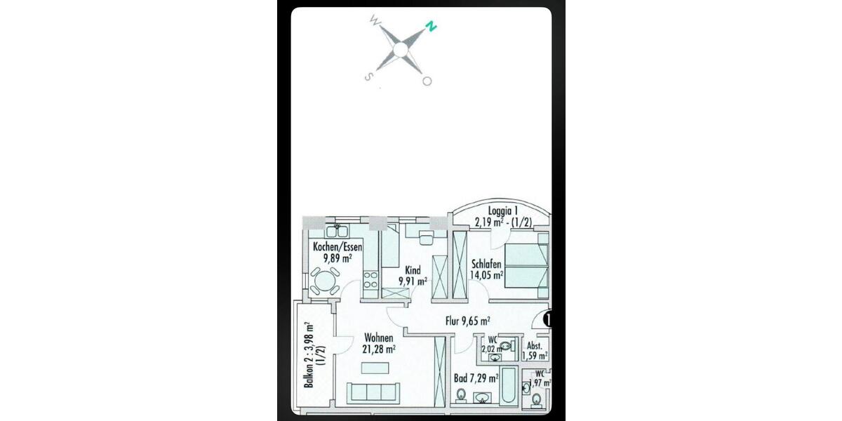 Etagenwohnung Frankfurt am Main Niederrad - 3 Zimmer, 82 m&sup2;, 1.860&euro; | Angebot:25648807