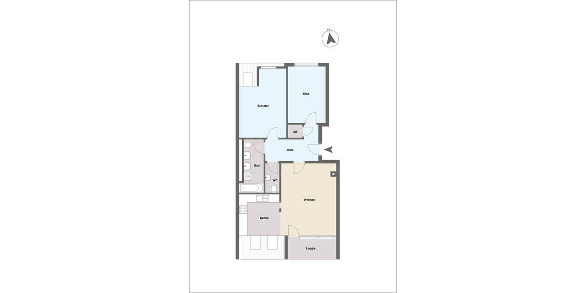 Etagenwohnung Mainaschaff - 3 Zimmer, 76 m&sup2;, 195.000&euro; | Angebot:25821899
