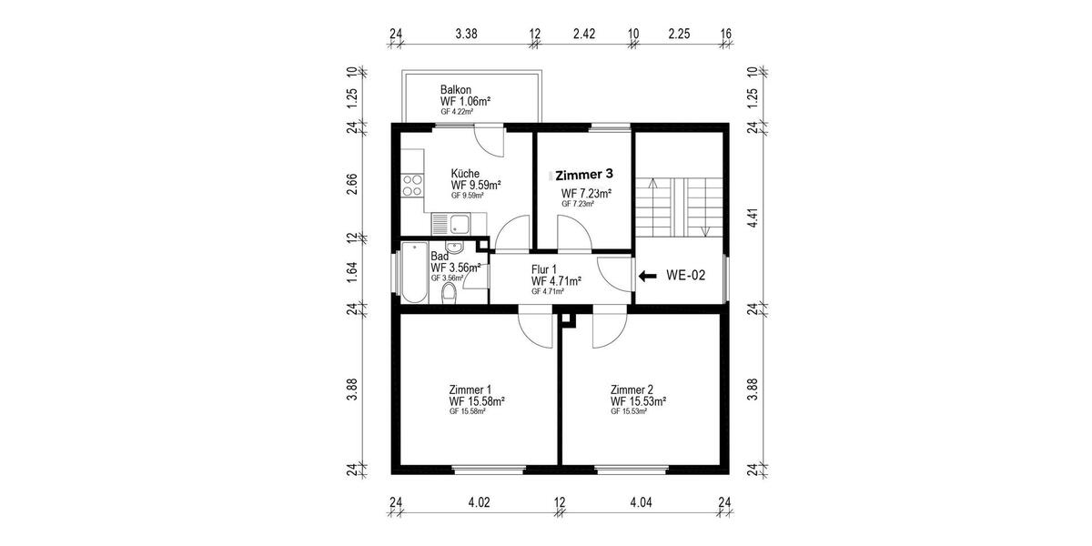 Etagenwohnung Kelsterbach - 3 Zimmer, 58 m&sup2;, 1.300&euro; | Angebot:27608237