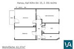 Etagenwohnung Hanau Großauheim - 2.5 Zimmer, 61 m&sup2;, 608&euro; | Angebot:25802587