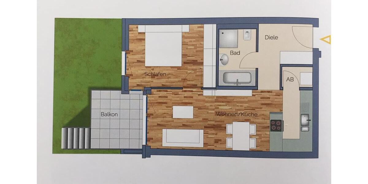 Etagenwohnung Frankfurt am Main Nied - 2 Zimmer, 53 m&sup2;, 1.295&euro; | Angebot:25326470