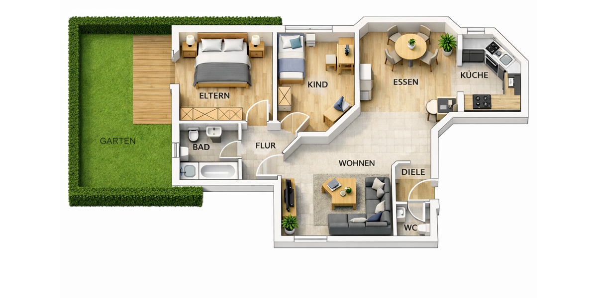 Terrassenwohnung Langen (Hessen) - 3 Zimmer, 90 m&sup2;, 330.000&euro; | Angebot:25960081