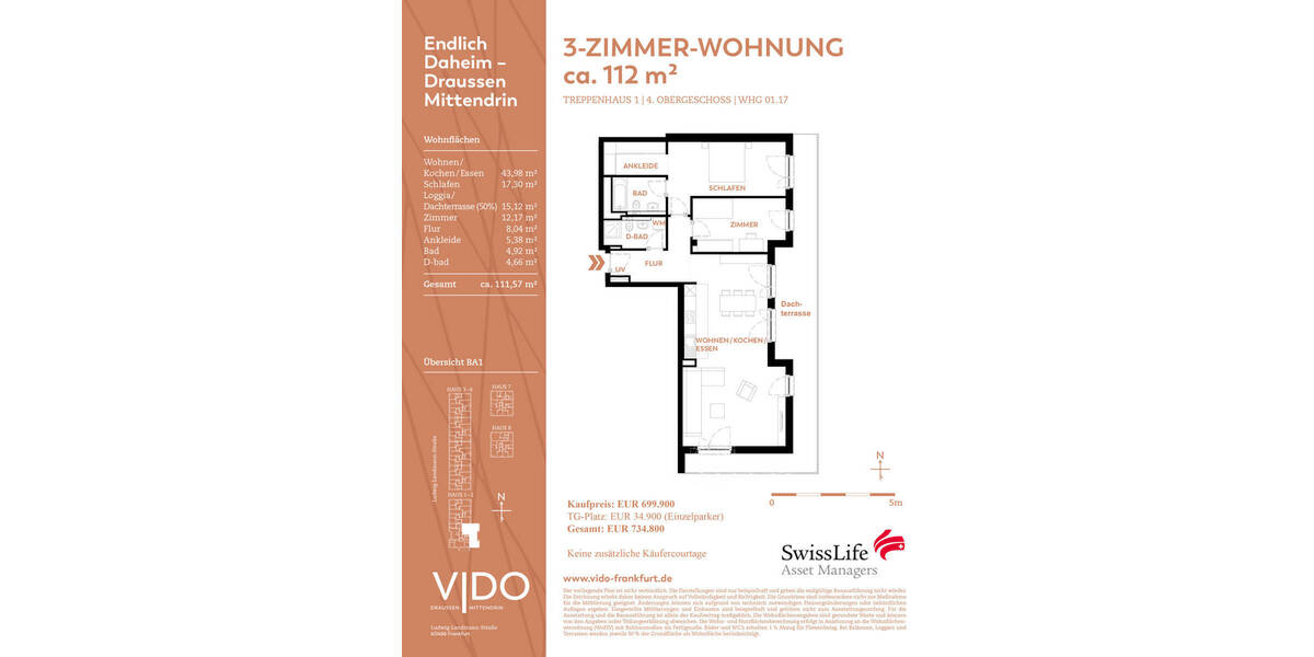 Etagenwohnung Frankfurt am Main Rödelheim - 3 Zimmer, 111 m&sup2;, 699.900&euro; | Angebot:25702259