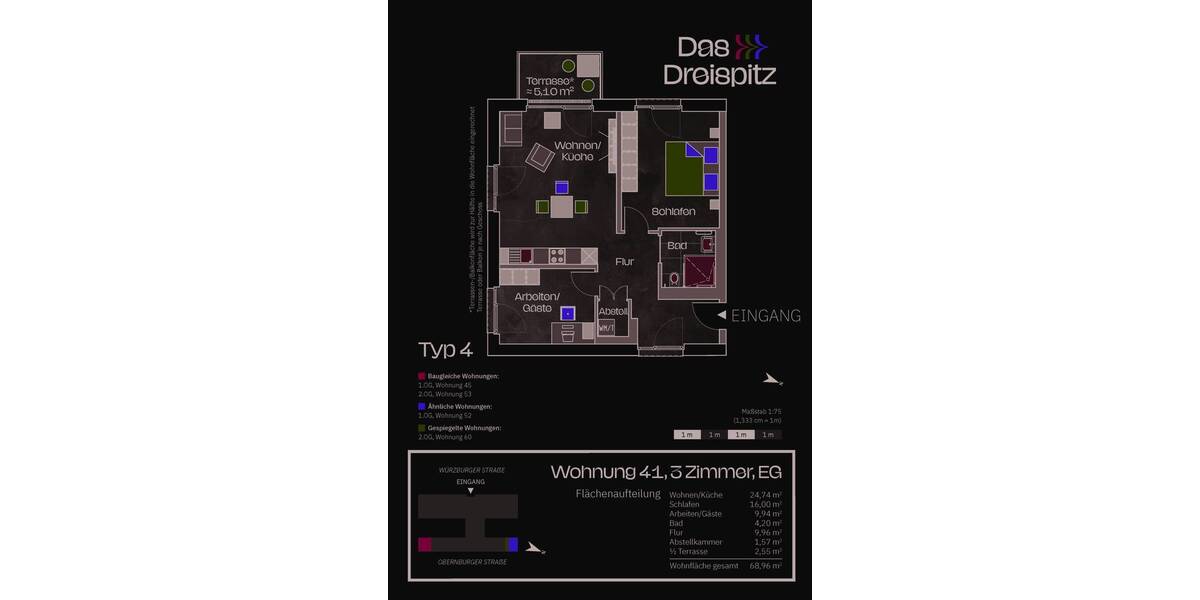 Etagenwohnung Stockstadt am Main - 3 Zimmer, 69 m&sup2;, 336.000&euro; | Angebot:26642289
