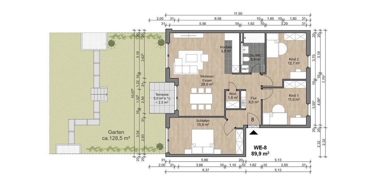 Etagenwohnung Offenbach am Main Bürgel - 4 Zimmer, 89 m&sup2;, 491.890&euro; | Angebot:26891448