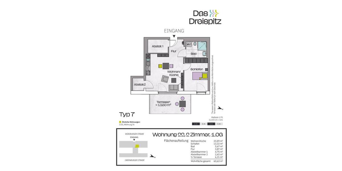 Etagenwohnung Stockstadt am Main - 2 Zimmer, 55 m&sup2;, 262.700&euro; | Angebot:25666641