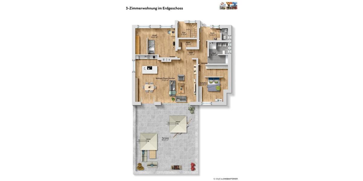 Erdgeschoßwohnung Karben - 3 Zimmer, 161 m&sup2;, 1.935&euro; | Angebot:25384232
