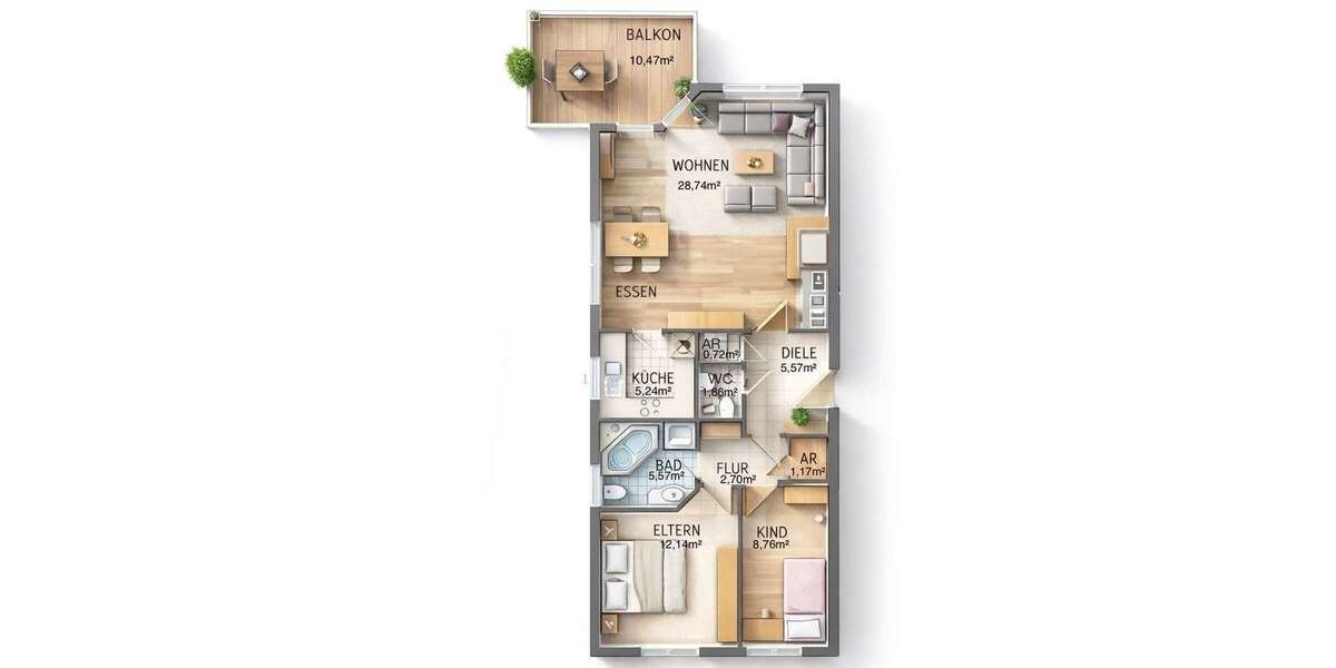 Etagenwohnung Bad Soden am Taunus - 3 Zimmer, 76 m&sup2;, 395.000&euro; | Angebot:25900277