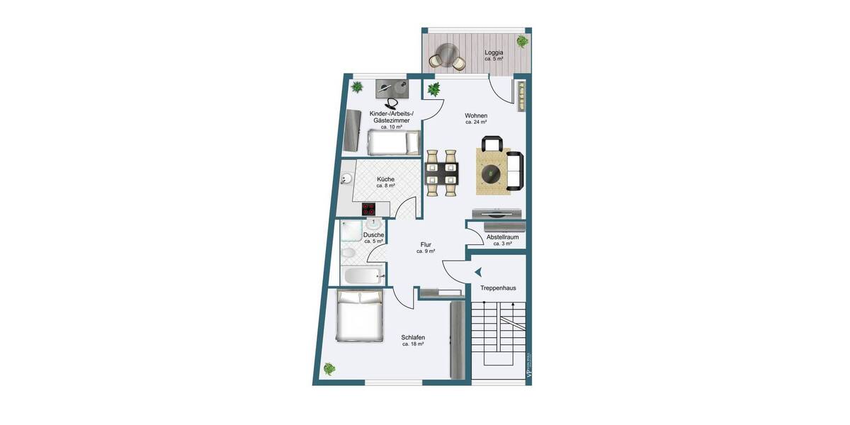 Etagenwohnung Bad Vilbel - 3 Zimmer, 82 m&sup2;, 349.000&euro; | Angebot:26863006