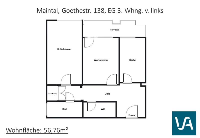 Erdgeschoßwohnung Maintal - 2 Zimmer, 57 m&sup2;, 680&euro; | Angebot:22434549