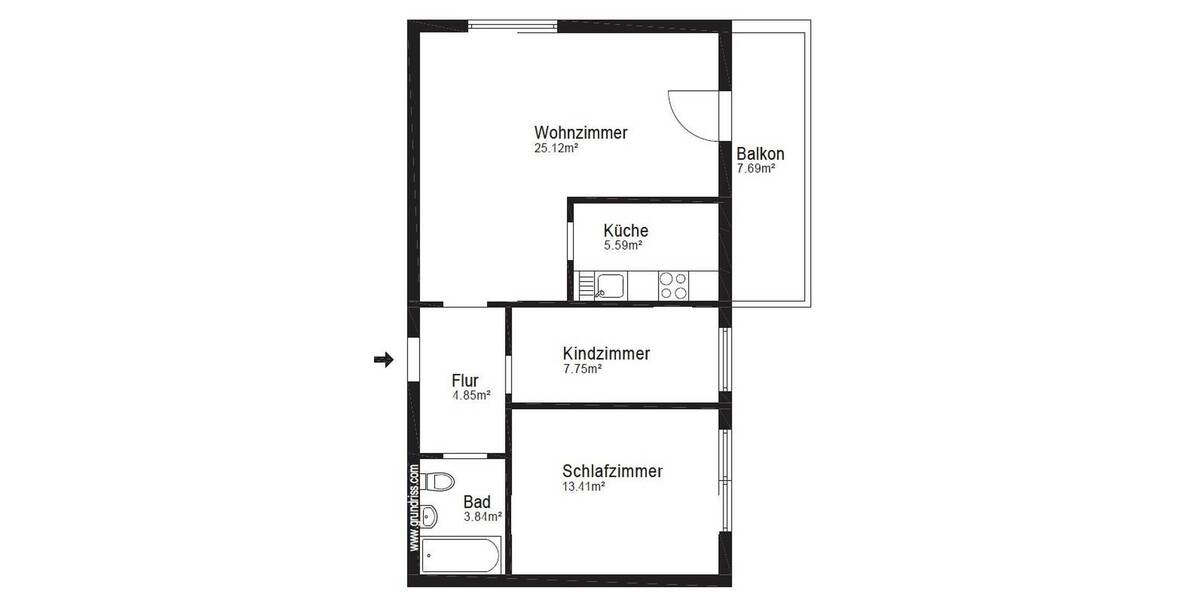 Etagenwohnung Hanau Kesselstadt - 3 Zimmer, 64 m&sup2;, 900&euro; | Angebot:26795117
