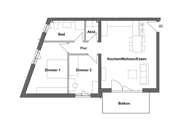 Etagenwohnung Aschaffenburg Österreicher Kolonie - 3 Zimmer, 81 m&sup2;, 1.269&euro; | Angebot:27593352