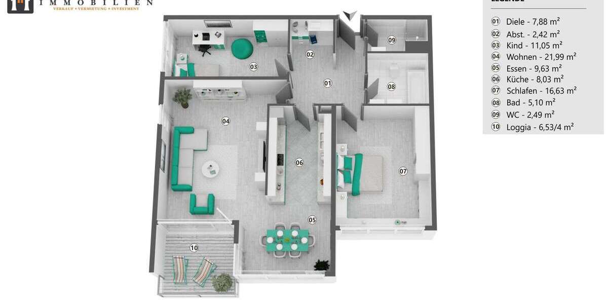 Etagenwohnung Dietzenbach - 3.5 Zimmer, 87 m&sup2;, 249.000&euro; | Angebot:25976701