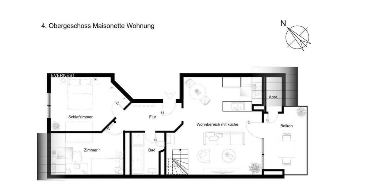 Etagenwohnung Frankfurt am Main Nied - 3 Zimmer, 76 m&sup2;, 385.000&euro; | Angebot:25738457