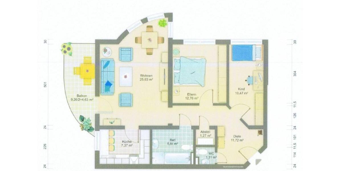 Hochparterre Neuberg - 3 Zimmer, 81 m&sup2;, 275.000&euro; | Angebot:25537945