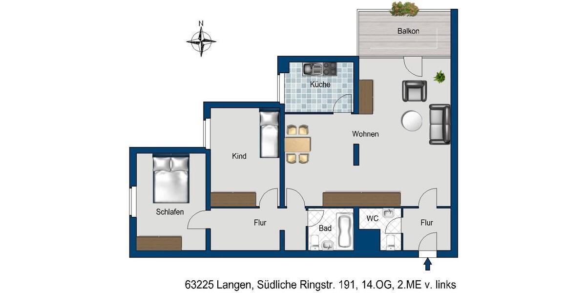 Etagenwohnung Langen (Hessen) - 3 Zimmer, 92 m&sup2;, 986&euro; | Angebot:23053262