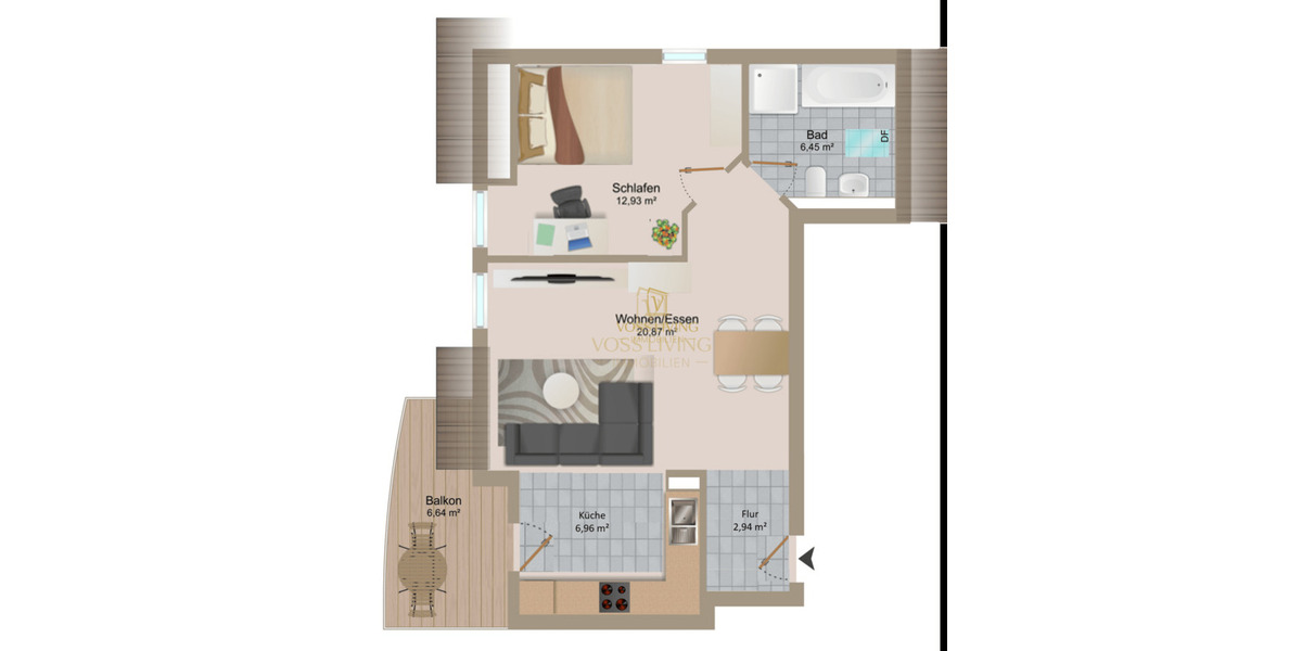 Etagenwohnung Bad Vilbel - 2 Zimmer, 48 m&sup2;, 249.000&euro; | Angebot:25928740