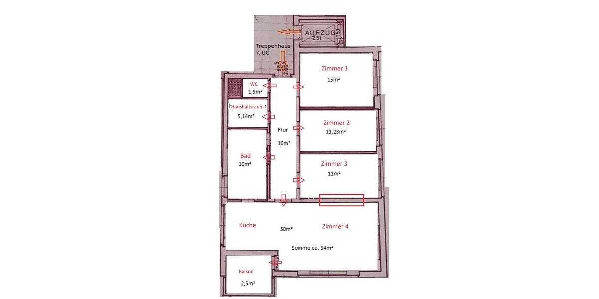 Etagenwohnung Aschaffenburg Damm - 5 Zimmer, 94 m&sup2;, 284.000&euro; | Angebot:25993325