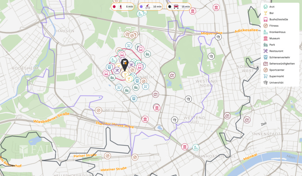 Etagenwohnung Frankfurt am Main Bockenheim - 2 Zimmer, 54 m&sup2;, 299.000&euro; | Angebot:25685397