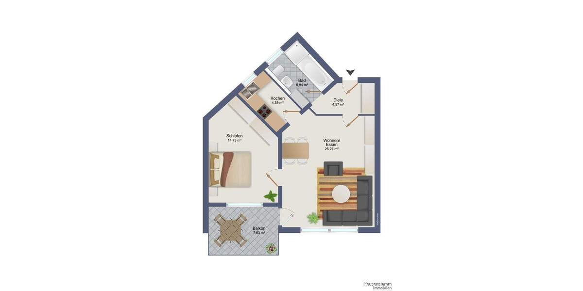 Etagenwohnung Hanau / Steinheim am Main Steinheim - 2 Zimmer, 56 m&sup2;, 219.000&euro; | Angebot:25705213
