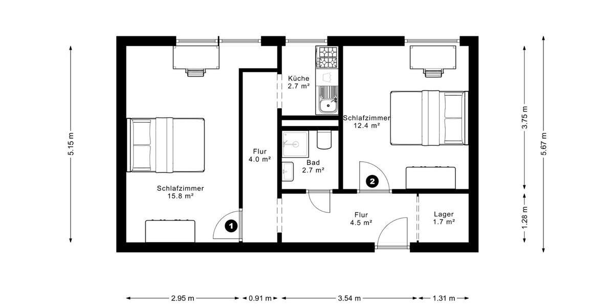 Etagenwohnung Frankfurt am Main Unterliederbach - 1 Zimmer, 16 m&sup2;, 565&euro; | Angebot:25149402
