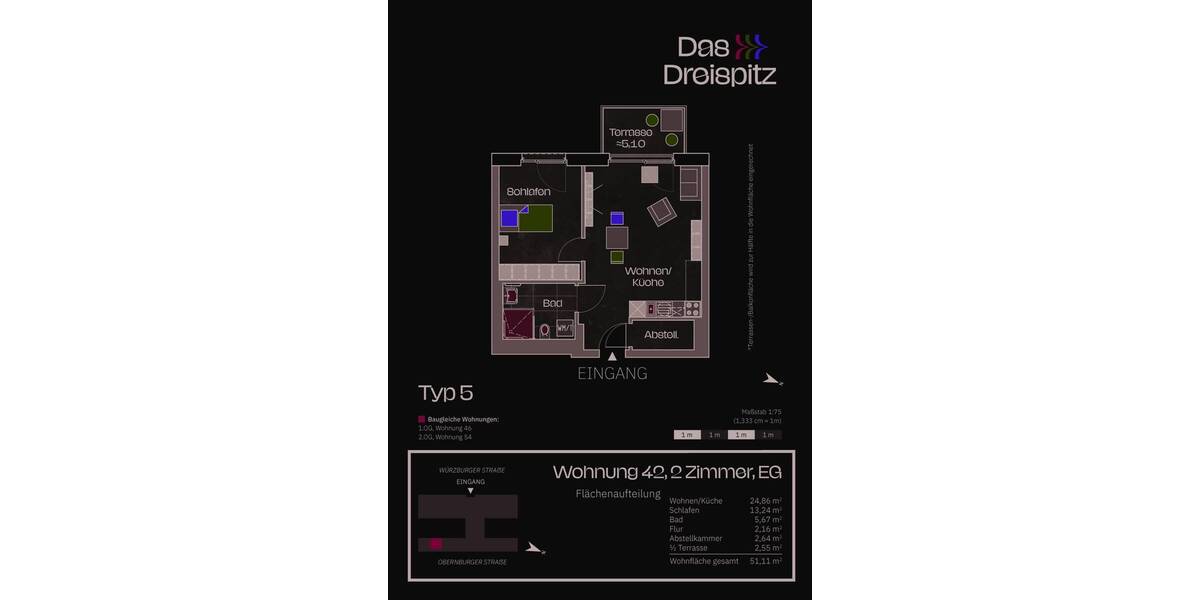 Etagenwohnung Stockstadt am Main - 2 Zimmer, 55 m&sup2;, 256.600&euro; | Angebot:25798351
