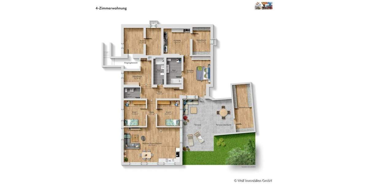 Etagenwohnung Karben Klein-Karben - 4 Zimmer, 170 m&sup2;, 2.050&euro; | Angebot:25665203