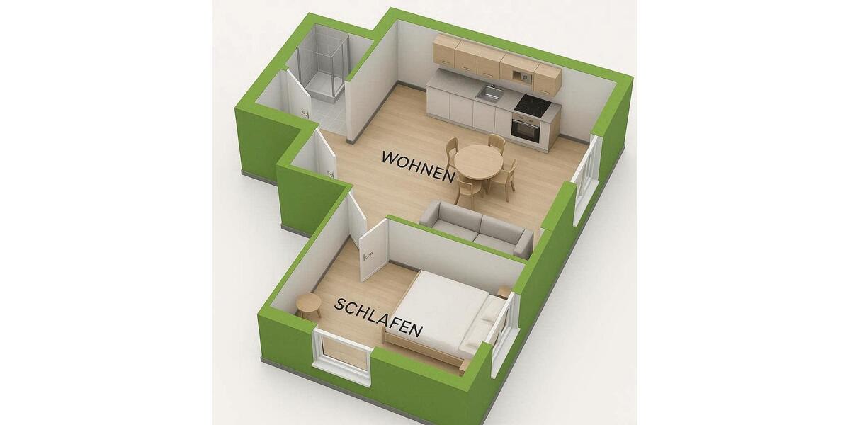 Etagenwohnung Dieburg - 2 Zimmer, 45 m&sup2;, 169.000&euro; | Angebot:26958577