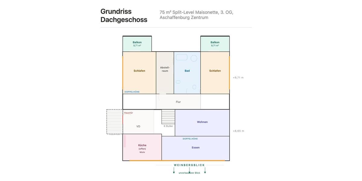 Etagenwohnung Aschaffenburg Österreicher Kolonie - 3 Zimmer, 75 m&sup2;, 439.000&euro; | Angebot:26579049