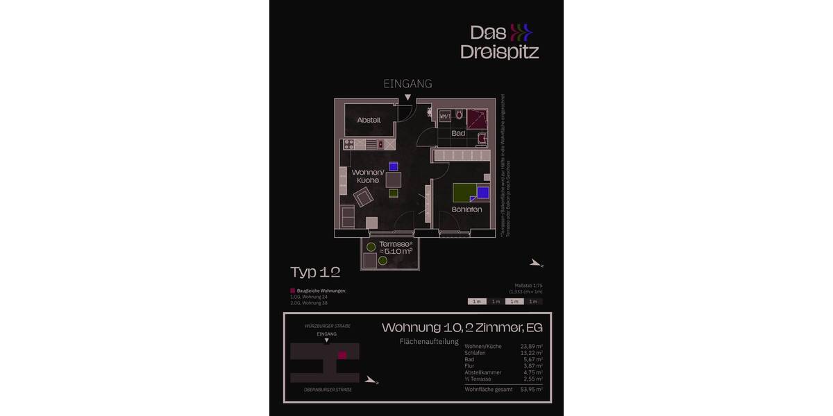 Etagenwohnung Stockstadt am Main - 2 Zimmer, 55 m&sup2;, 256.600&euro; | Angebot:25798351