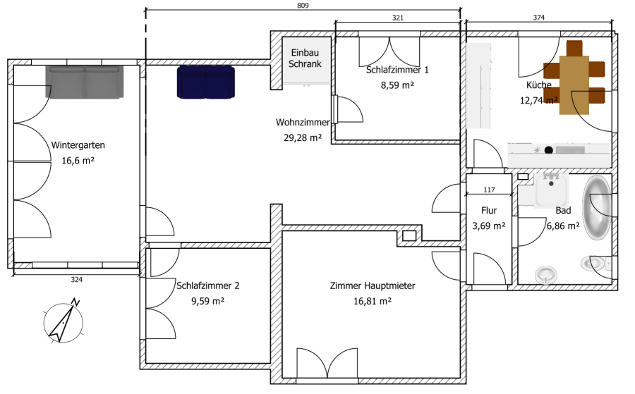 79 m² Untervermietung teilmöbliert fast alleinige Nutzung, Feldrandlage - Erdgeschoßwohnung Kronberg | Angebot:25995563