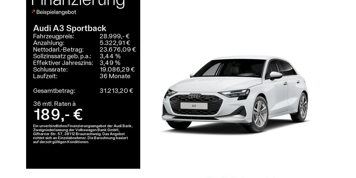 Audi A3 20.200 km 28.999 &euro; Linsengericht 63589