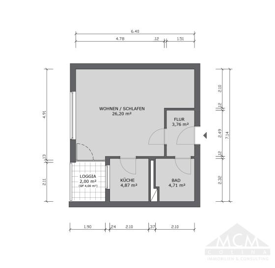 Etagenwohnung Frankfurt am Main Nordend Ost - 1 Zimmer, 42 m&sup2;, 1.140&euro; | Angebot:25992403